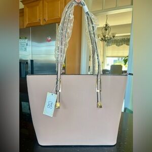 Dusty Rose Vegan Pebble Leather Large Tote Bag